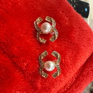 Gold-Tone Pearl & Crystal Knot Stud Earrings - Women Jewelry